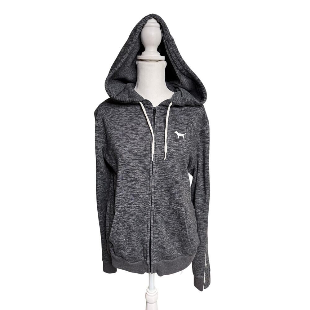 VS PINK Y2K Snap Sleeve Zip Hoodie Gray Medium - Picture 5 of 14